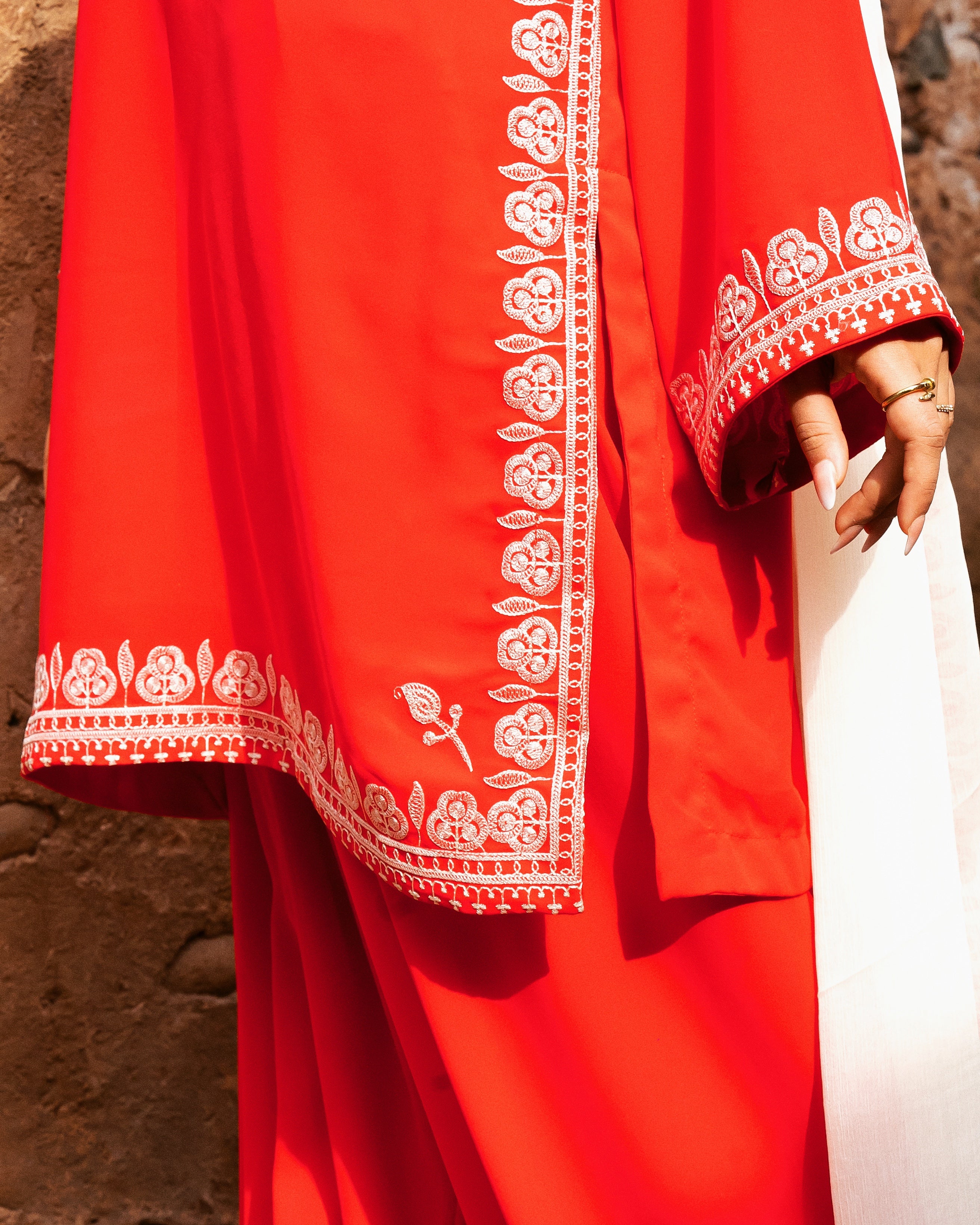Lust Red with Embroidered Dupatta - 3 Pc