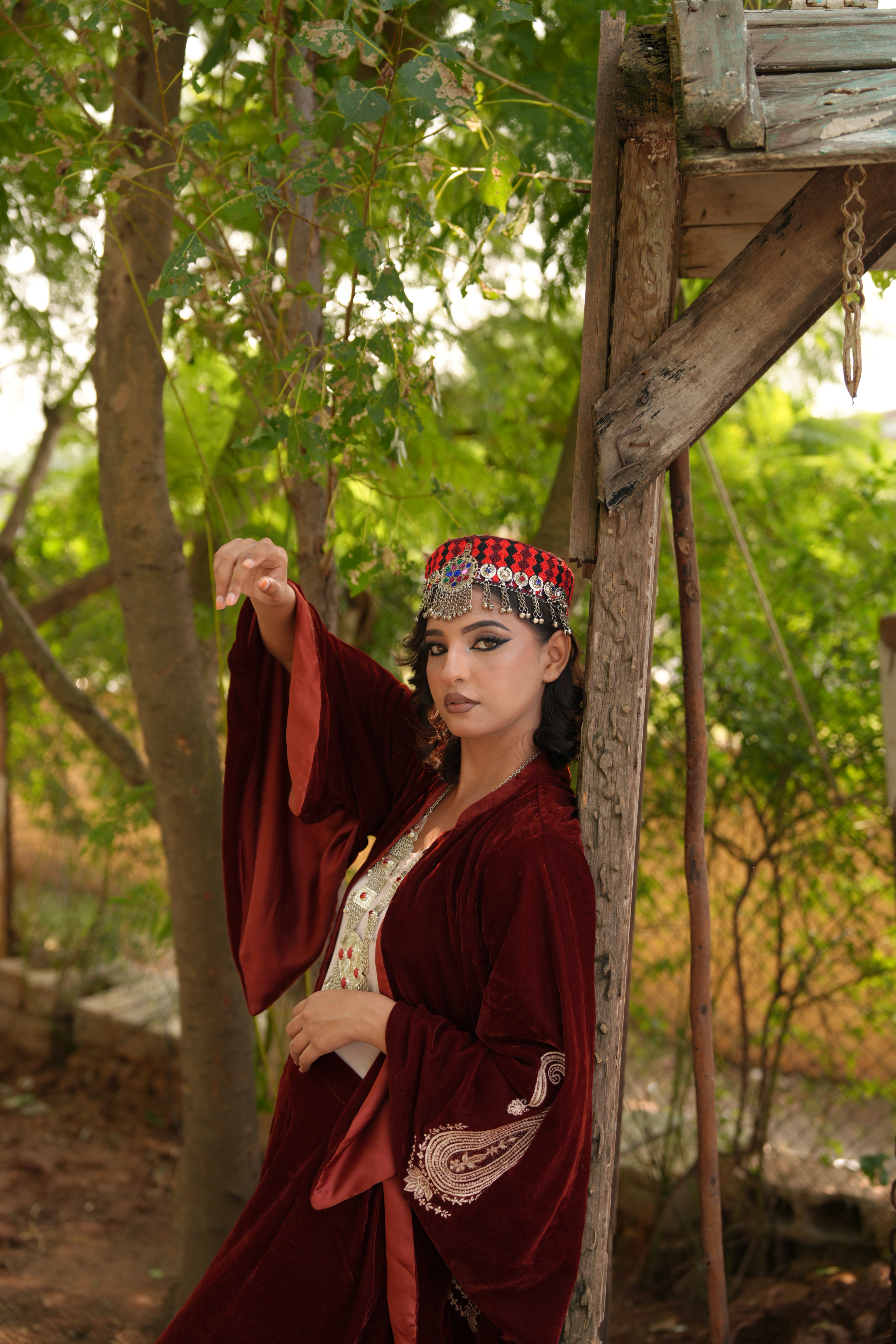 Red Brown Velvet Elegance – 2 Pc Embroidered Stitched Suit